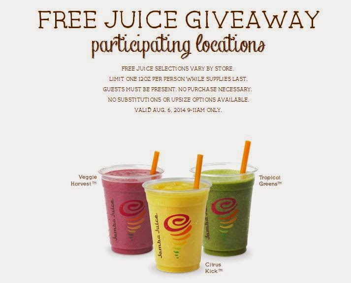 ABSOLUTELY FREE JAMBA JUICE GIVEAWAY ON AUG. 6