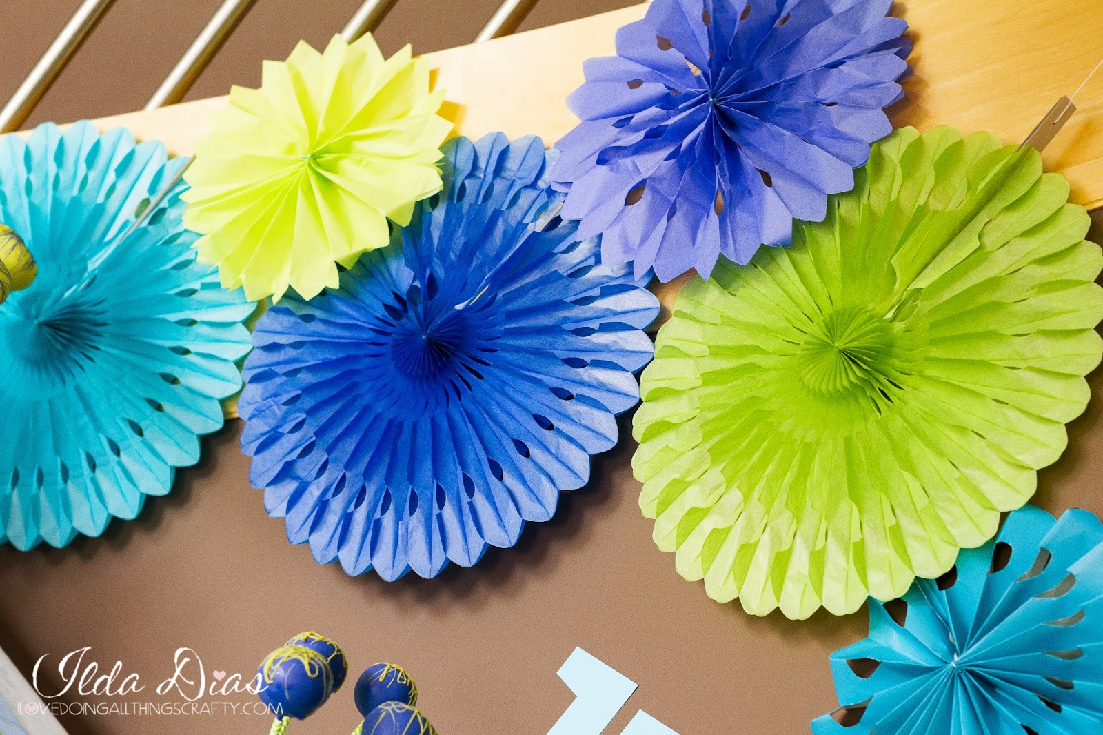 I Love Doing All Things Crafty Simple Blue and Green Birthday Party
