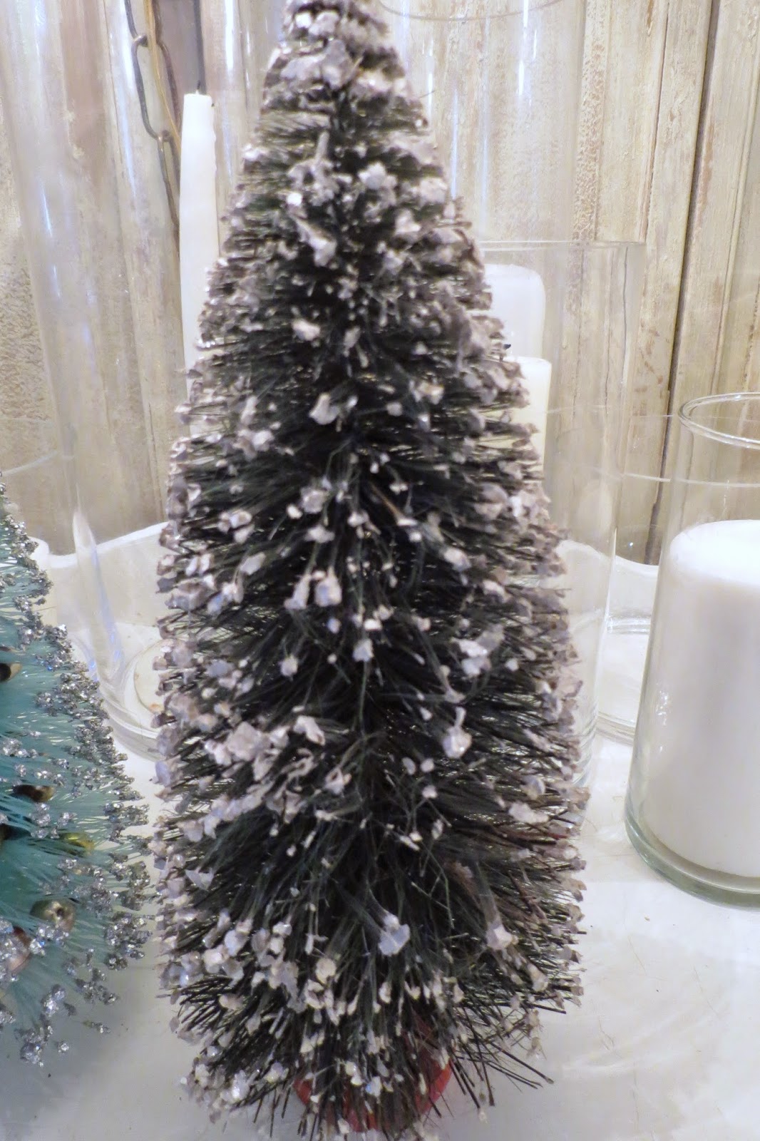 Sue bee and butterflies: vintage bottle brush christmas trees