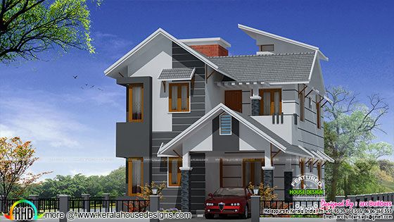 Modern sloping roof house