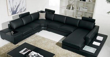 partícula Pickering Impuestos Salas con sofá color negro de cuero