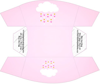 Blesing Rain for Girls: Free Printable Boxes. Blesing Rain for Girls Free Printable Hot Dogs Tray.