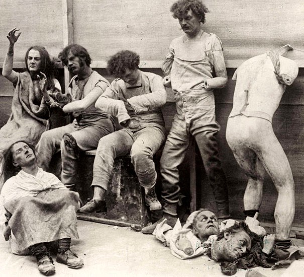 40 Must-See Photos Of The Past - Melted and damaged mannequins after a fire at Madam Tussaud’s Wax Museum in London, 1930