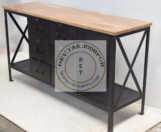 Industrial Vintage Mango Wooden Furniture Vintage Industrial Drawer Cabinet