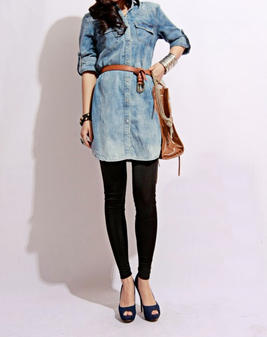 denim long tops for ladies