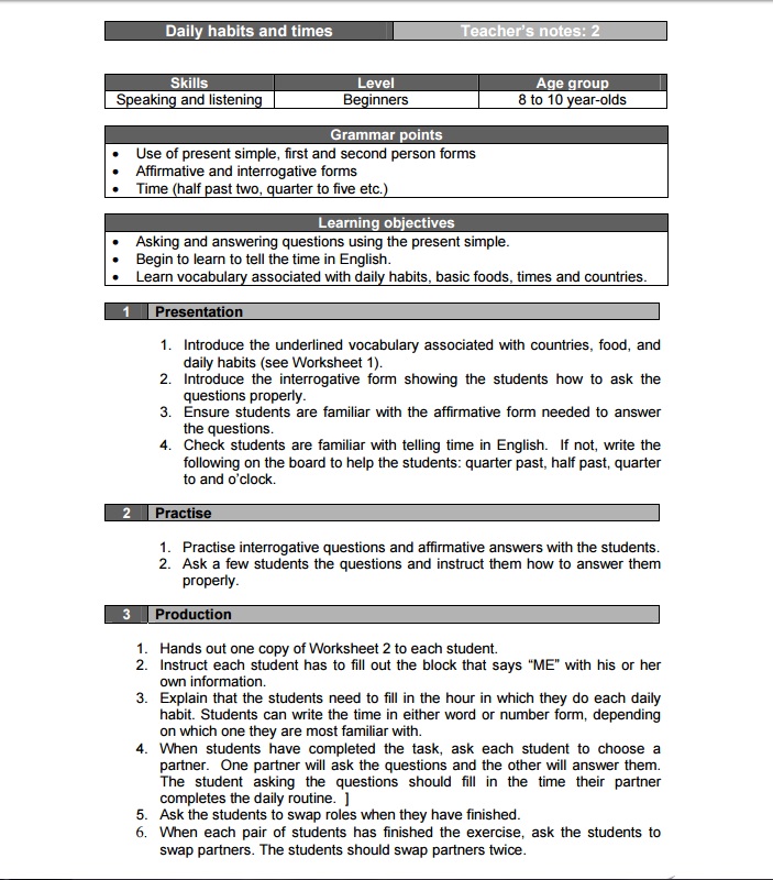 Planning a Lesson: Example of Lesson Plan 3