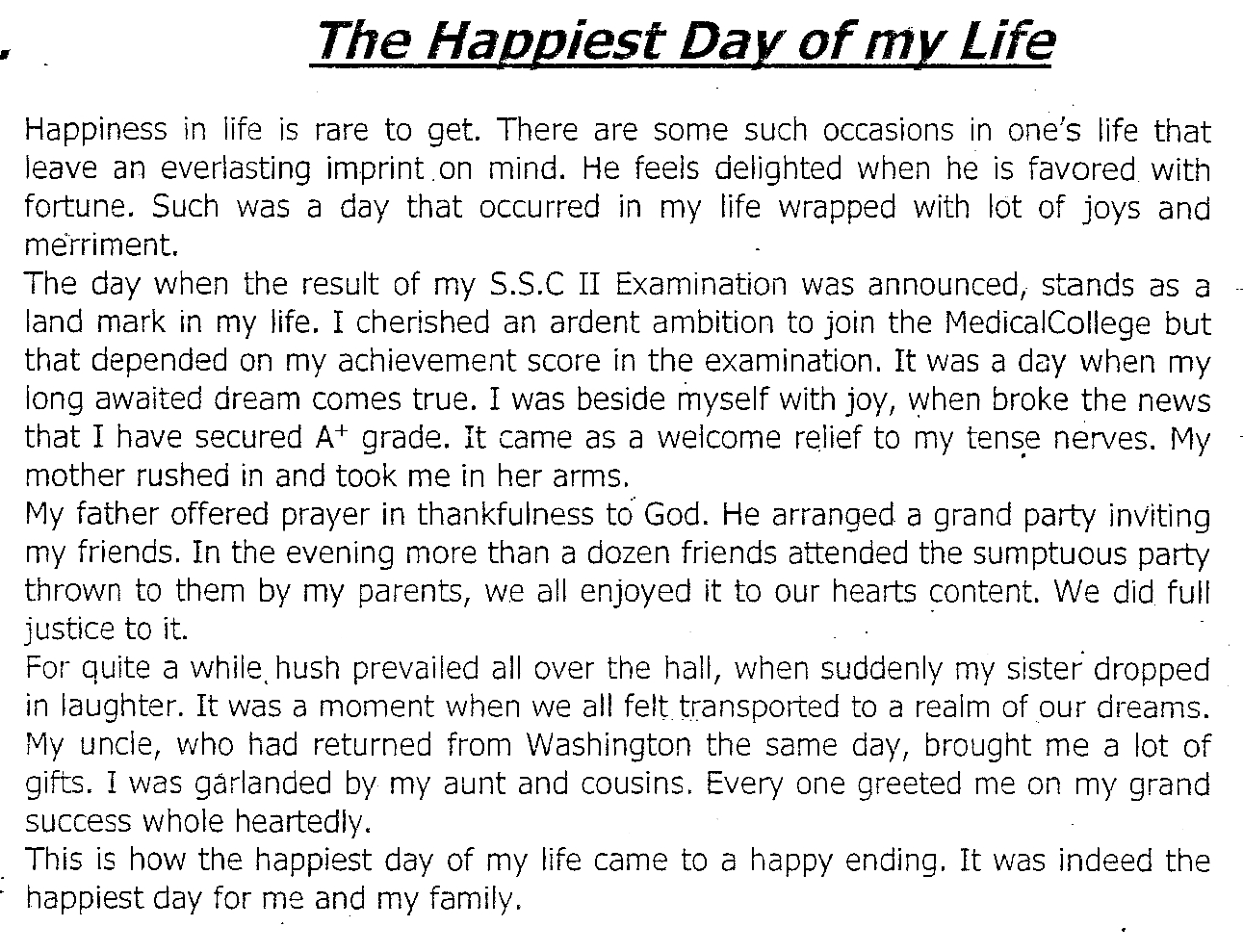 the happiest day of my life essay 200 words