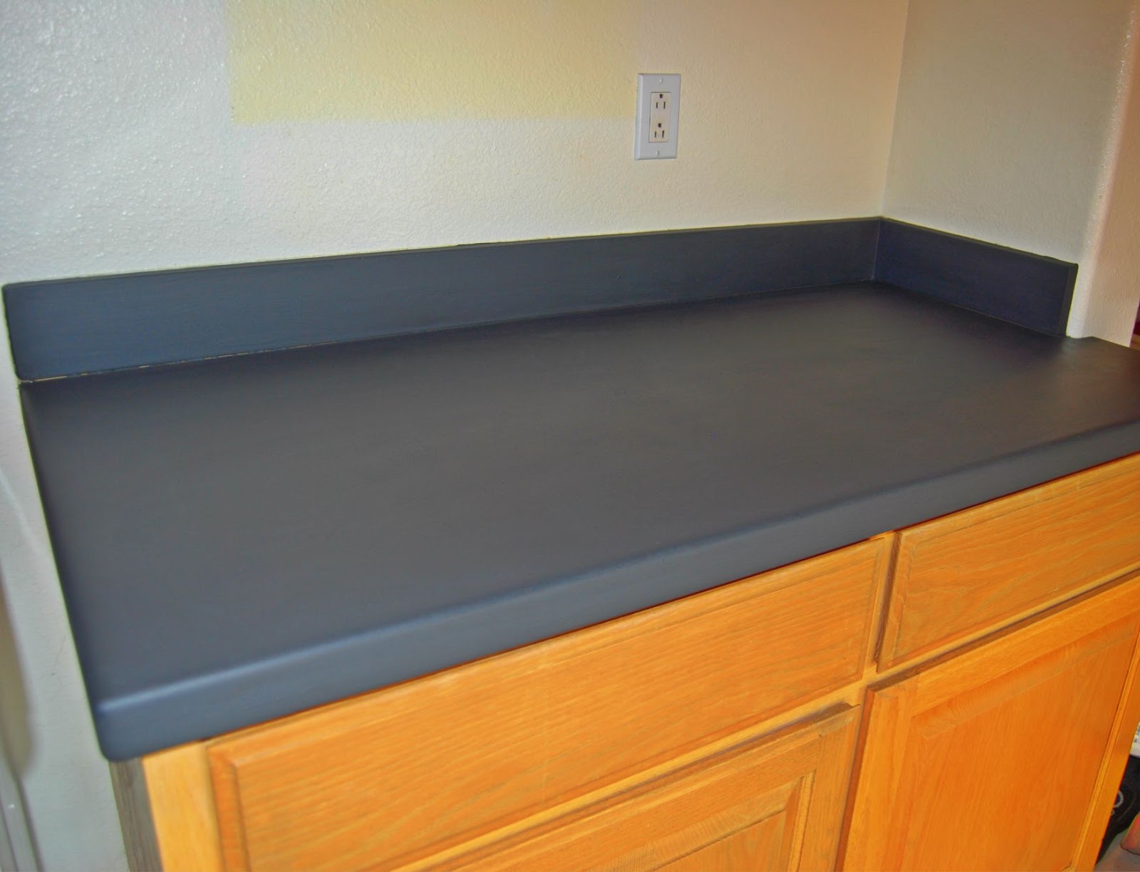 chalk paint & more painted black counter in chalk paint