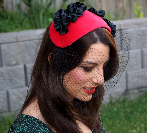Tanith Rowan: Cherry Velvet Fifties Hat