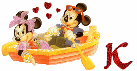 Alfabeto brillante de Mickey y Minnie paseando en lancha K. 