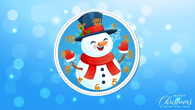 Happy Snowman Clock Screensaver