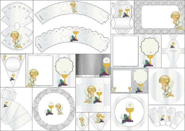 First Communion Free Printable Set with Precious Moments Angels.