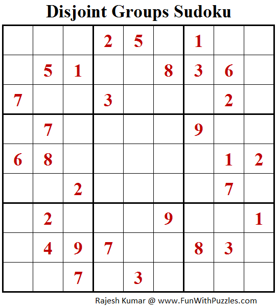 Disjoint Groups Sudoku (Fun With Sudoku #172)