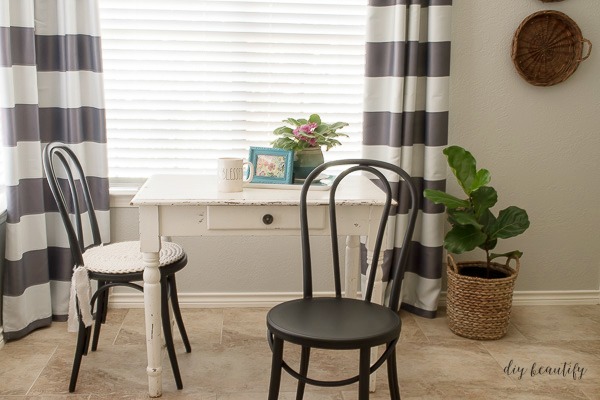 bistro chairs with creamy DIY chair pads