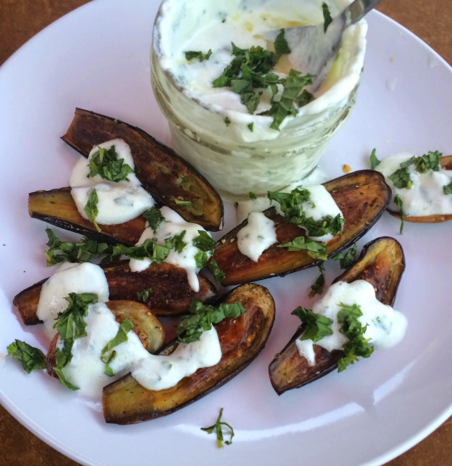 Roasted Fairytale Eggplants with Chili Lime Yogurt Sauce Caity