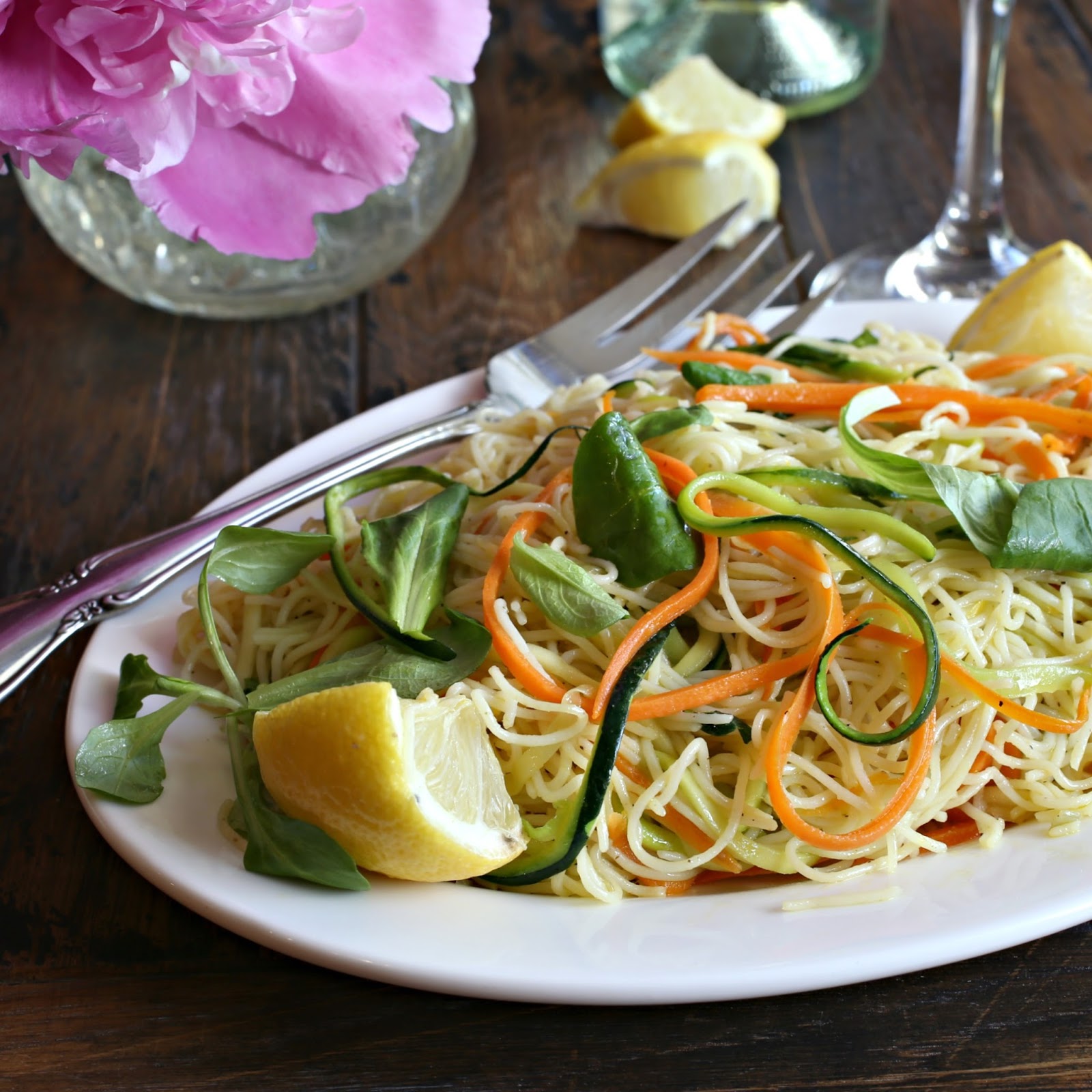 Hungry Couple Lemony Angel Hair Pasta with Carrots and Zucchini