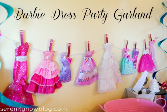 Make a Party Garland out of Barbie Dresses, from Serenity Now