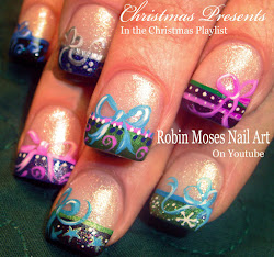 christmas nail xmas nails bows presents french designs easy tips present robin moses holiday bow ribbons designed colorful