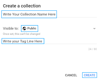 5 Sexy Ways To Improve Your Google+ Through Google Plus Collections write Google plus collections name and tagline
