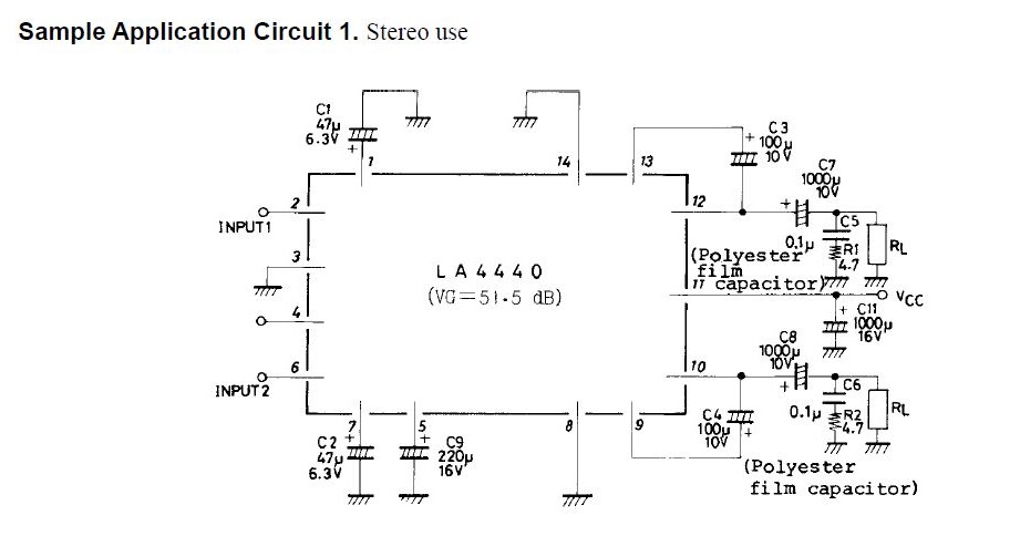 Sanyo La4440 Amplifier And Power Supply Circuit Diagram Schematic