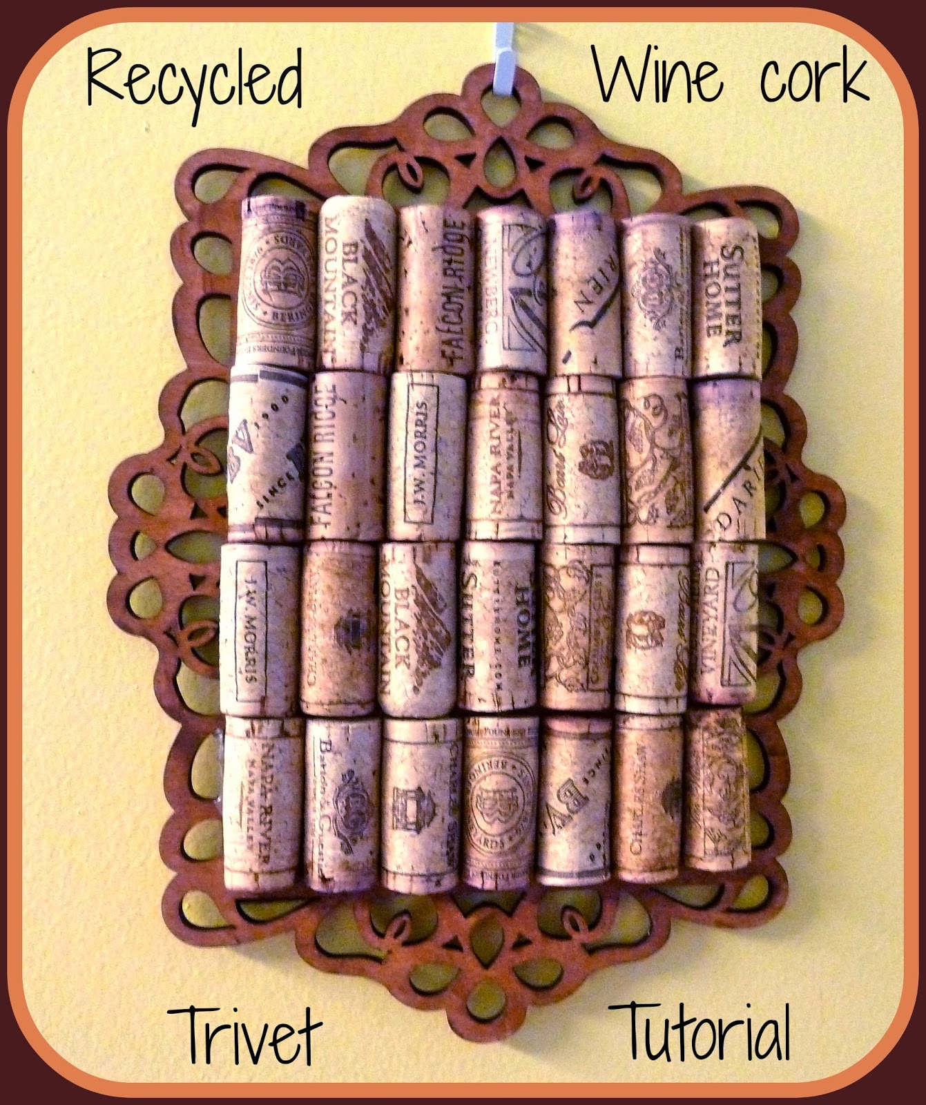 Make it easy crafts Recycled wine cork hanging trivet