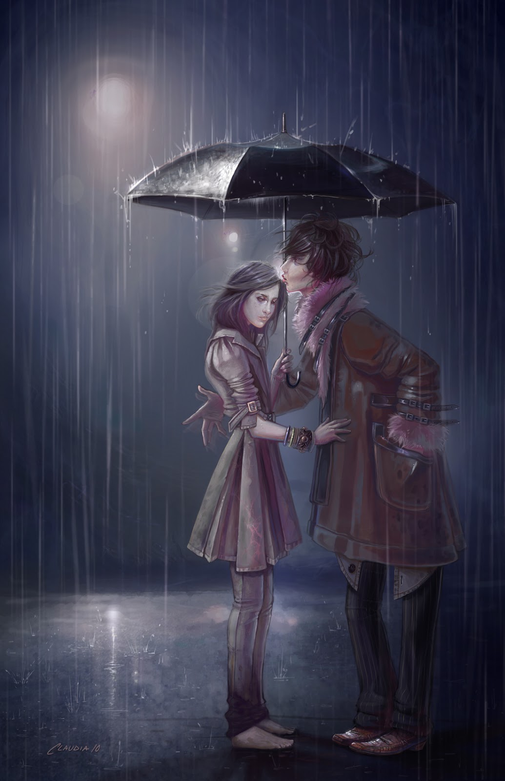 ... Rain_2d_illustration_winter_rain_umbrella_girl_female_woman_picture