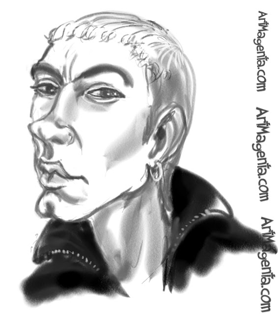 Eminem caricature cartoon. Portrait drawing by caricaturist Artmagenta