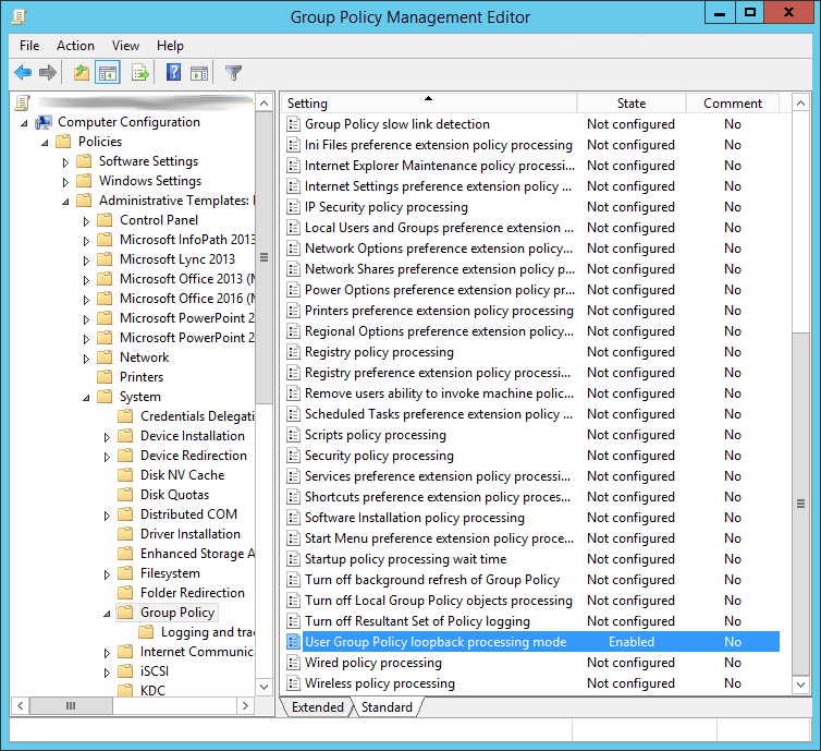 loopback processing gpo