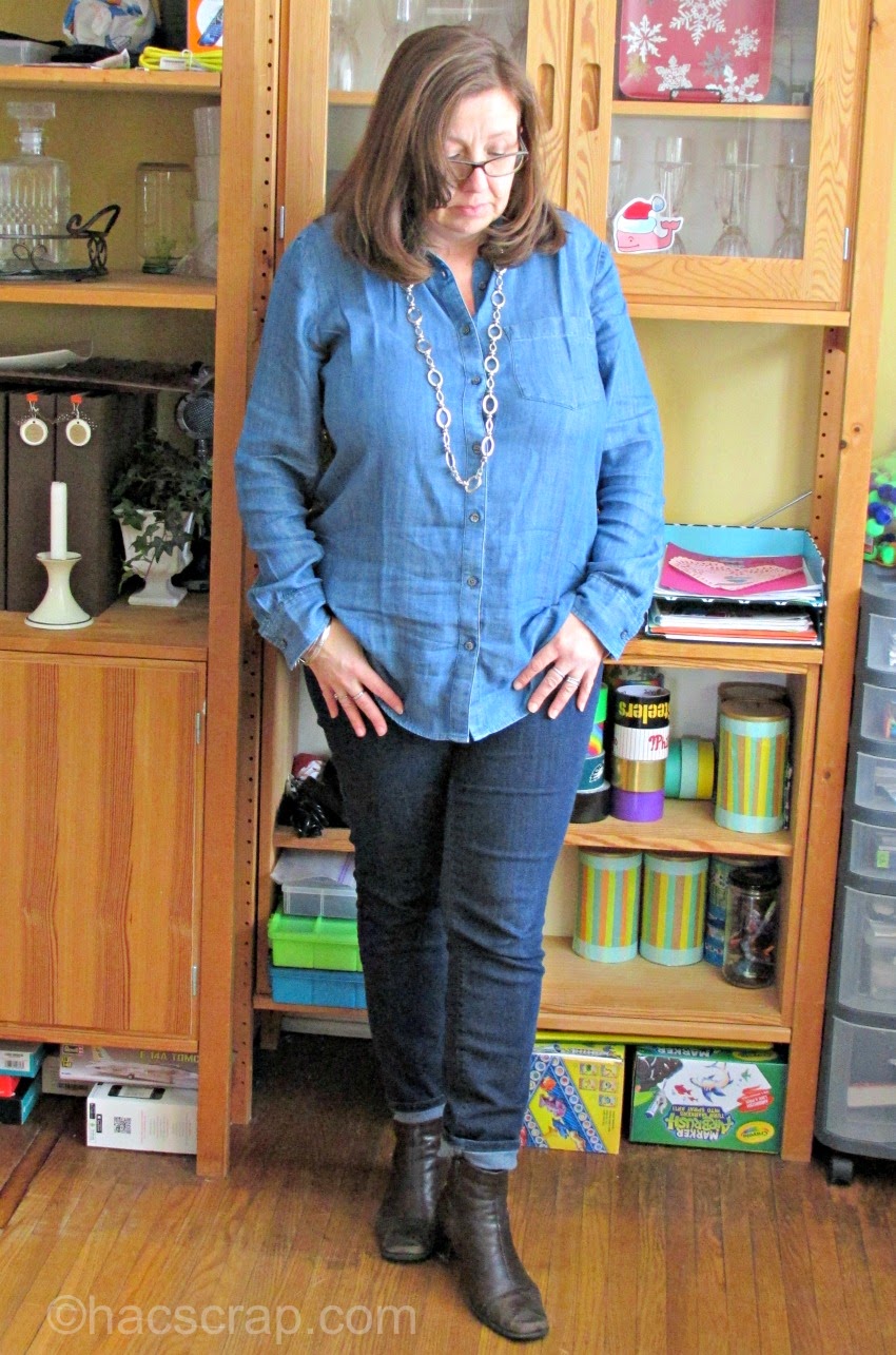 Denim Shirt styled with Skinny Jeans
