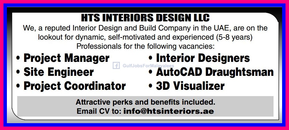 Well Reputed Interior Design Company In Uae Urgently Requires