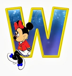 Alfabeto de personajes Disney con letras grandes W Minnie. 