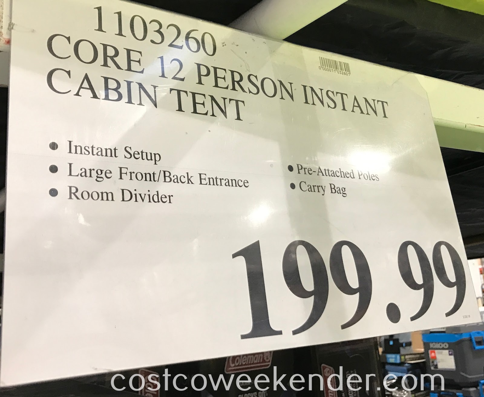 Core 2 Person Instant Cabin Tent | Costco Weekender