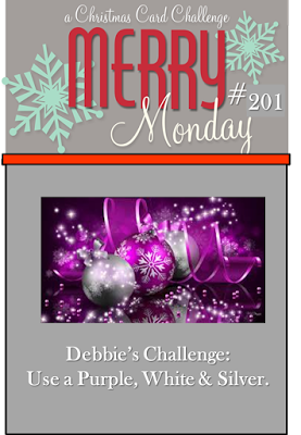 stamps at play merry monday christmas card challenge 201 purple purple christmas cards
