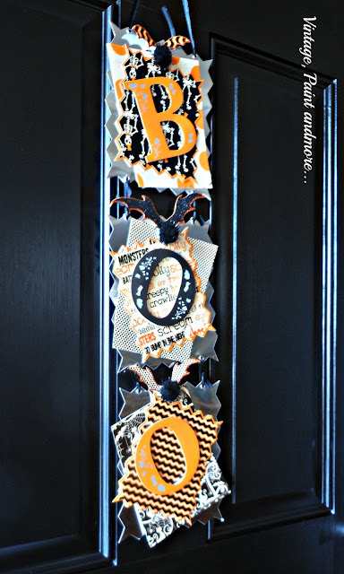 Vintage, Paint and more... DIY Boo sign constructed of scrapbook paper