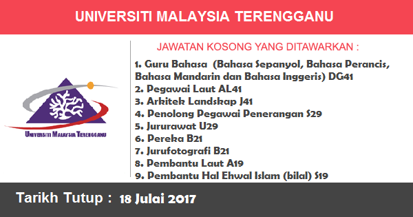 Jawatan Kosong di Universiti Malaysia Terengganu (UMT) Jawatan Kosong di Universiti Malaysia Terengganu (UMT)