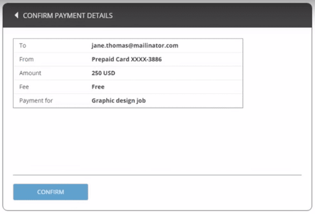 Sending payment using Payoneer confirmation