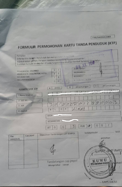 Contoh Formulir KTP Cara Membuat e-KTP Lengkap
