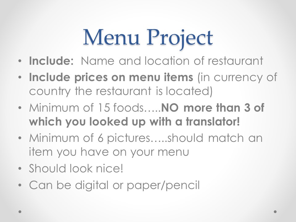 spanish restaurant menu project