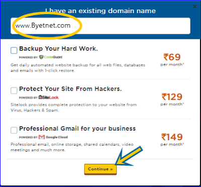 Click on Continue hostgator-india-web-hosting-kharidna