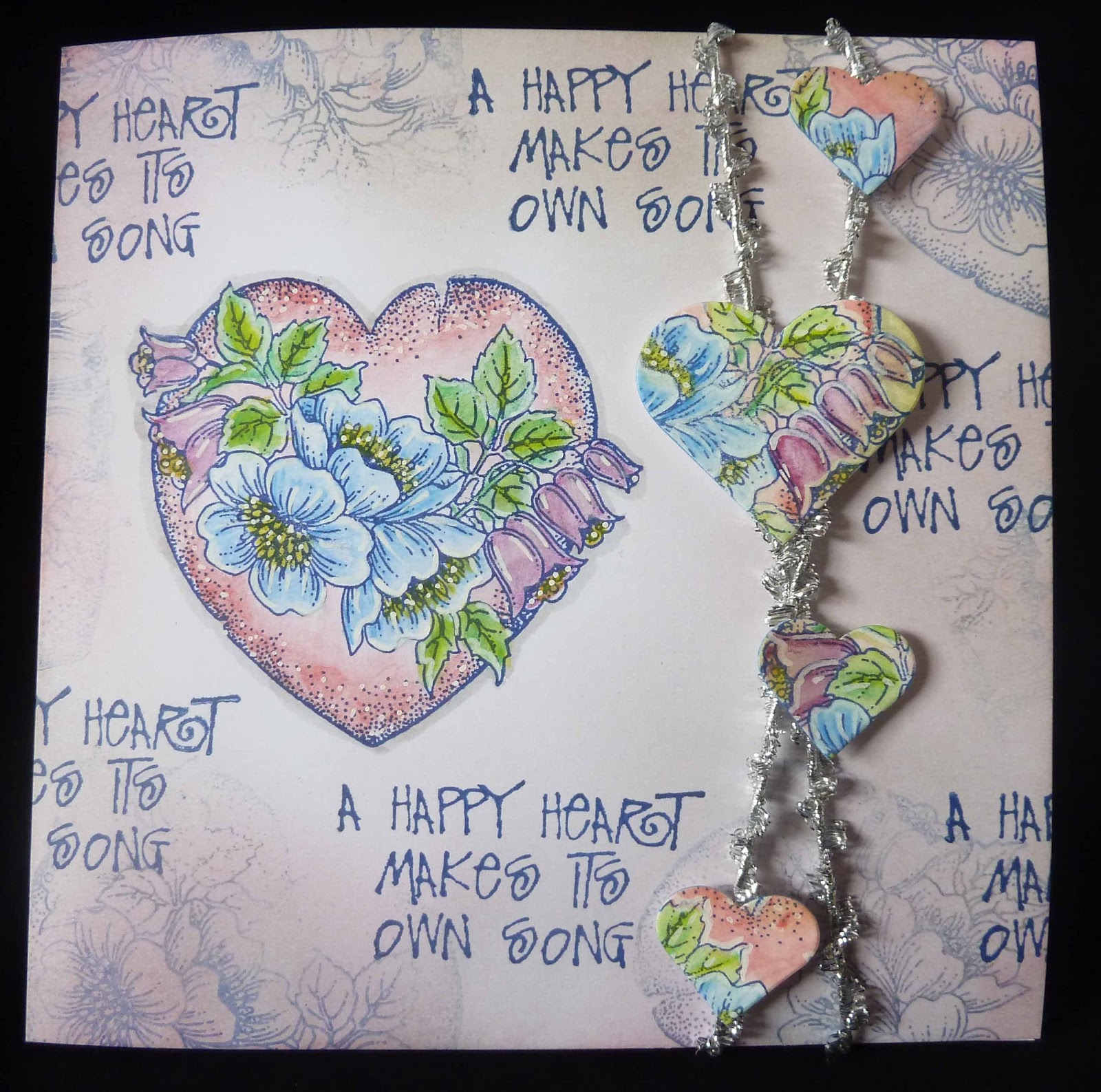 The Main Heart Image Has Been Stamped With Blue Versafine And Coloured Inktense Pencils I Also A Second Onto Spare Card So