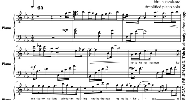 kung ako na lang sana piano sheet kung ako na lang sana piano sheet