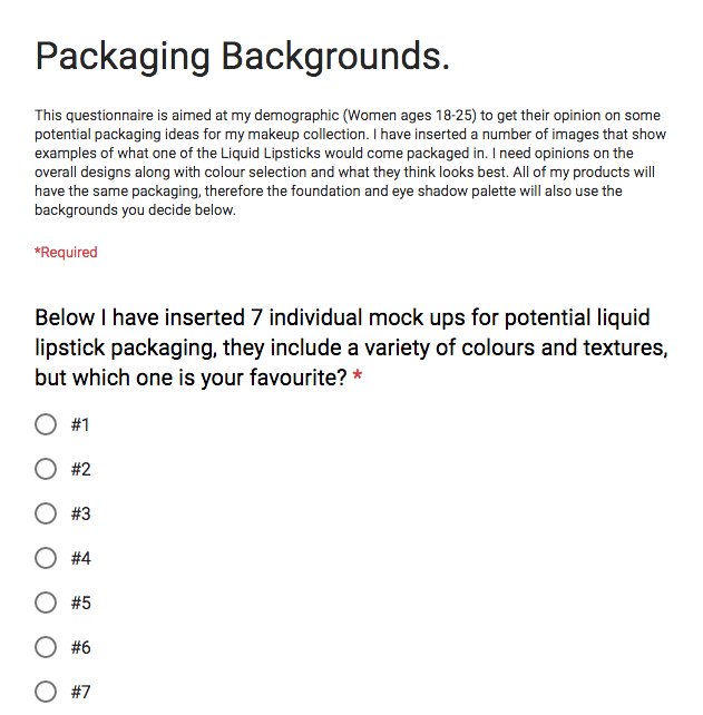 Amy McQuaid's Blog Packaging Designs Questionnaire.