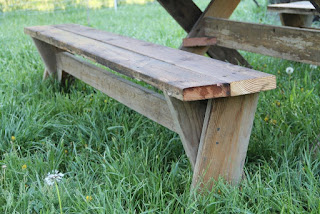 Picnic table bench end view Picnic table bench end view