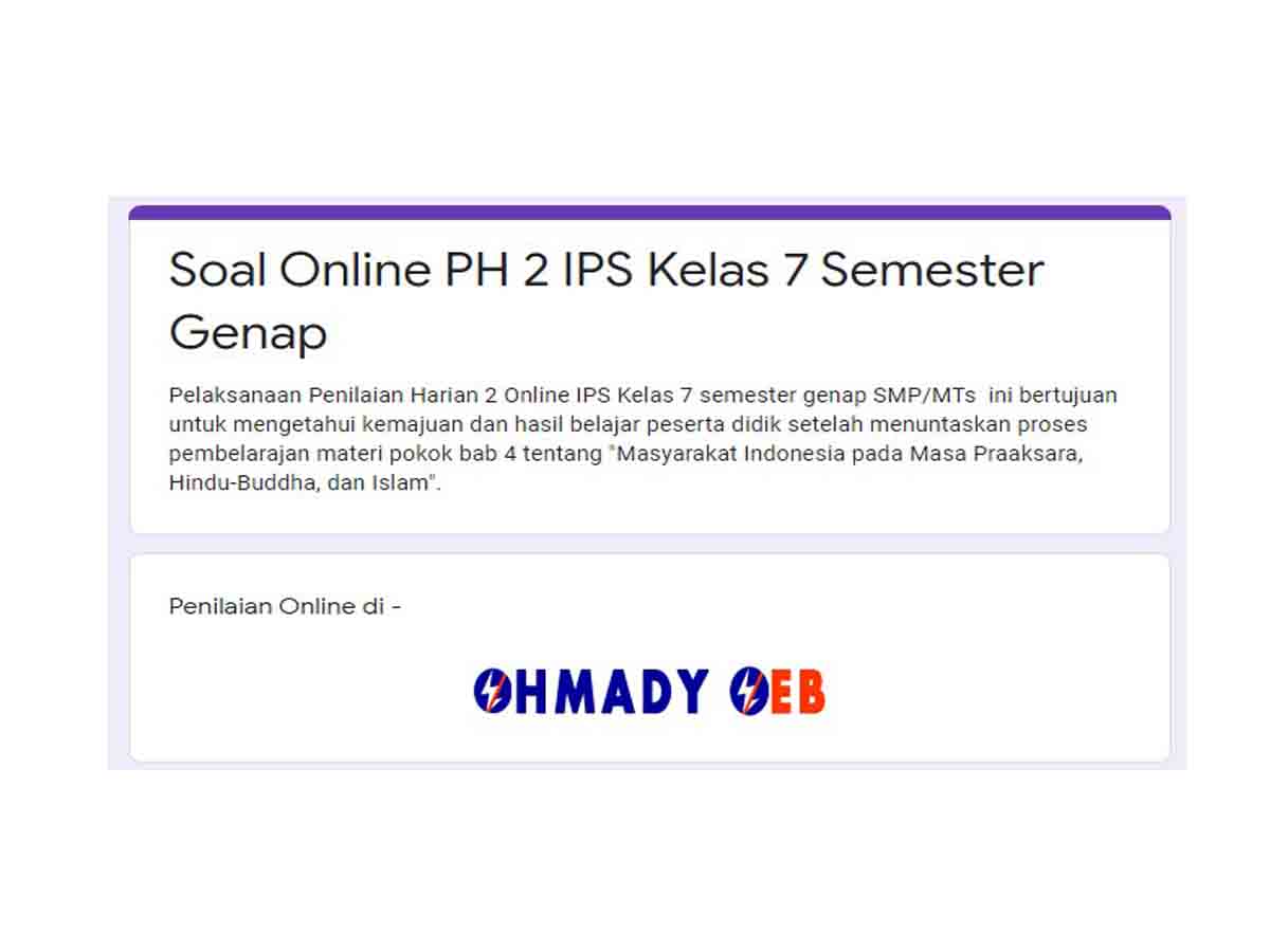 Soal Online Ph 2 Ips Kelas 7 Semester Genap Materi Bab 4