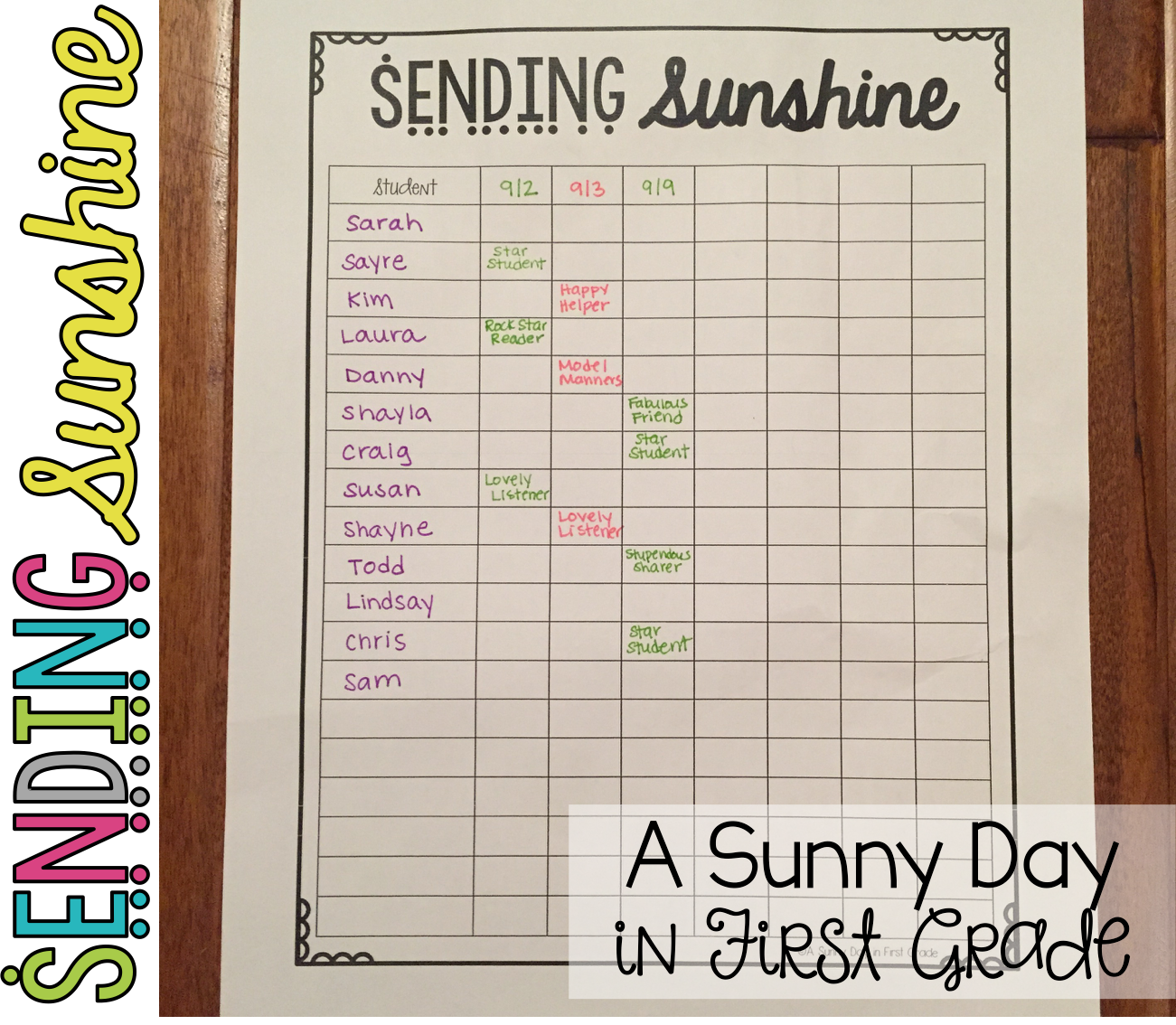 Sending Sunshine! {happy notes for parents} | A Sunny Day in First Grade