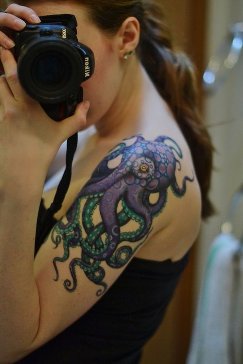 Shoulder Octopus Tattoo For Women