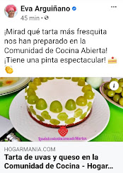 Eva Arquiñano publica en su página oficial mi Tarta de de uvas y queso