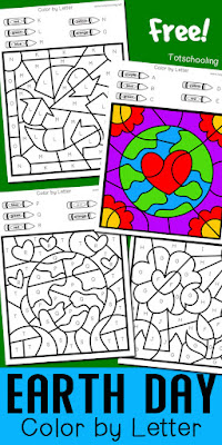 FREE printable Earth Day themed worksheets for pre-k and kindergarten kids to practice the alphabet and letter recognition while having fun coloring the sheets! Great Earth Day no-prep activity for kids!