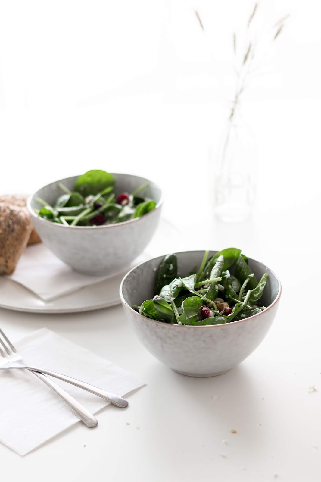 Recipe | Spinatsalat mit Ziegenkäse, Cranberries und Honig | www.scandiinspiration.com