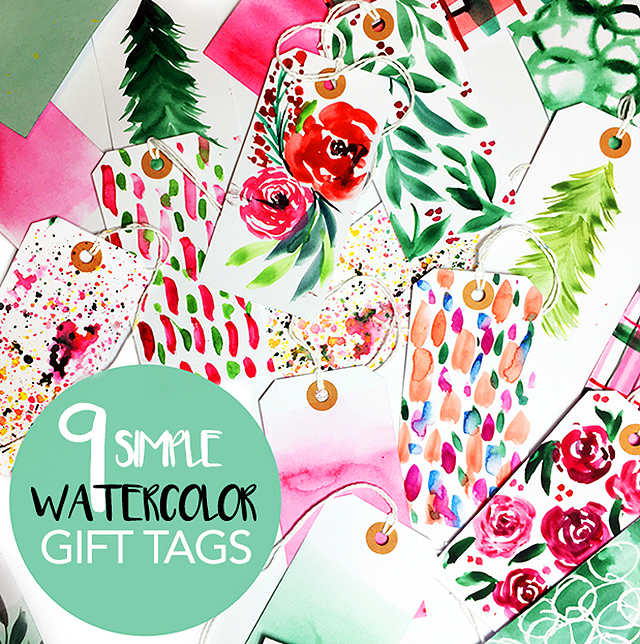 9 simple watercolor gift tags